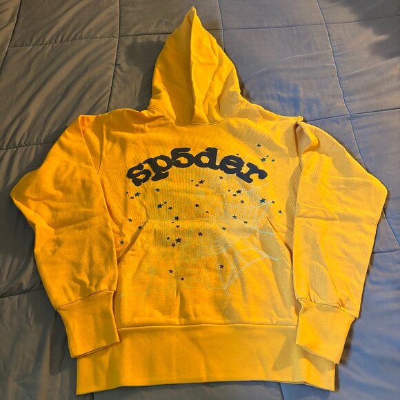 Sp5der Worldwide Men's Yellow and Black Hoodie - Picture 2 of 6